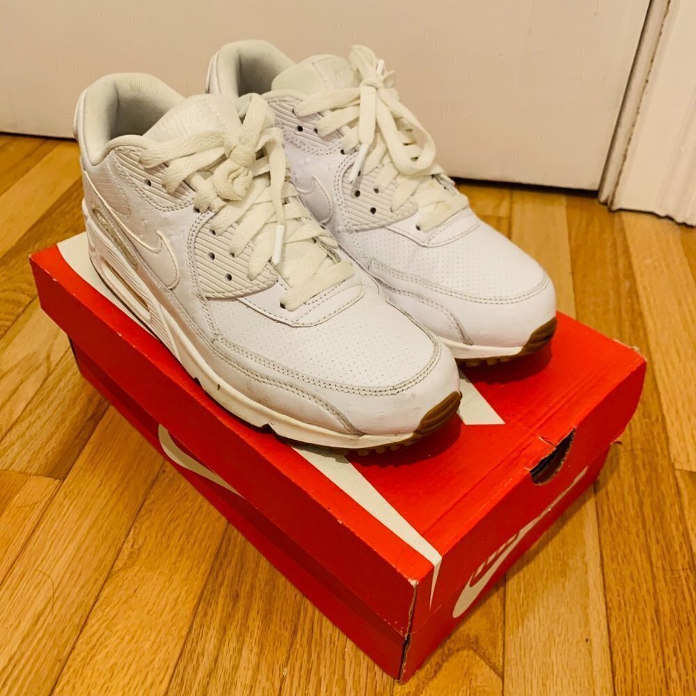 Nike Air Max 90 Leather PA Ostrich Sneakers White/Gum Men's Size 8 705012-111 - Picture 4 of 7